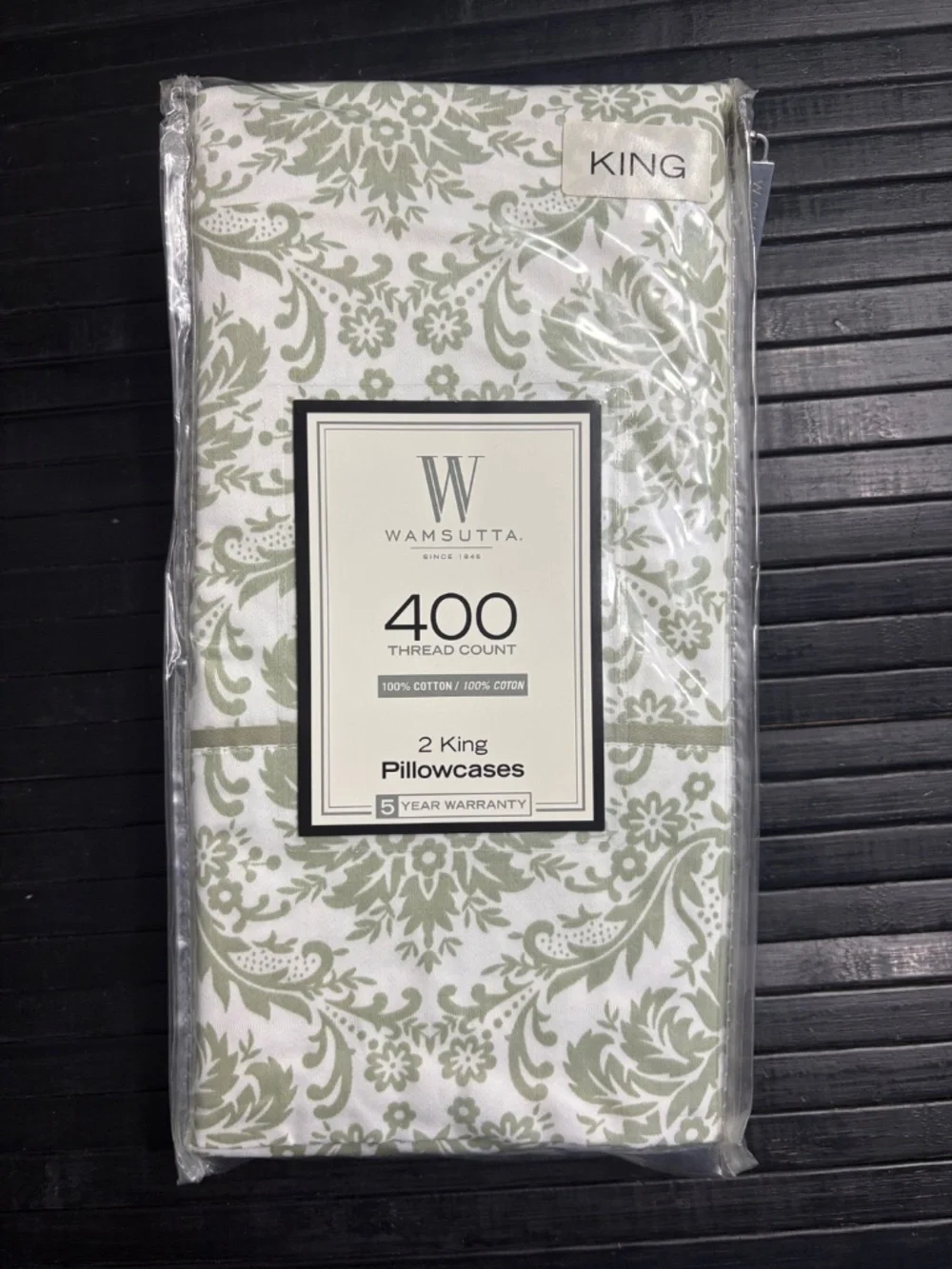 new SAGE GREEN Wamsutta 400 Thread Count 100% Cotton Sateen King Pillowcases